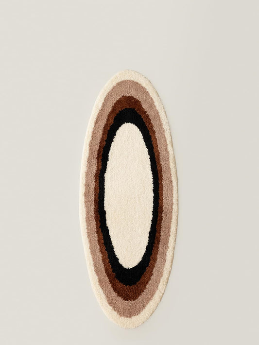 WENSHUO Ripple Oval Rug - Retro Brown Area Rug,Microfiber Absorbent Non-Slip Throw Rug,TPR Non-Slip Bottom, （47.3" L × 17.72" W）