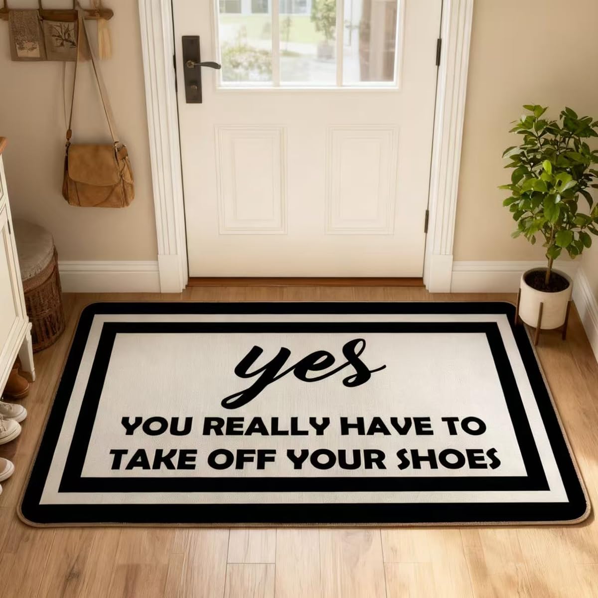 RYKEEN Yes You Really Have to Take Off Your Shoes Door Mat 17 x 30 Inch Funny Shoes Take Them Off Mats Easy to Clean, Waterpoof Doormats for Front Door Entance, Outside Indoor Door Mats (Gray)