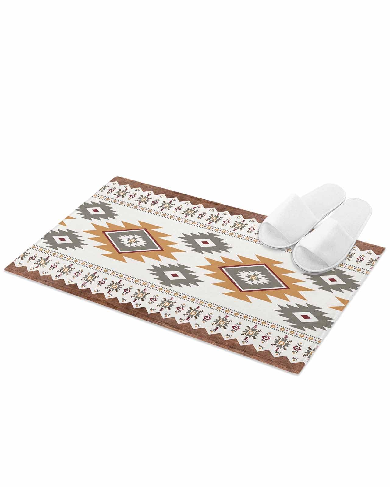 Doormat Bathroom Rugs 16x24in, Aztec Boho Stripe Ethnic Style Non Slip Door Mat Soft Absorbent Bath Mat, Abstract Geometric Art Entry Mat Indoor Doormats for Bathroom Bedroom Living Room