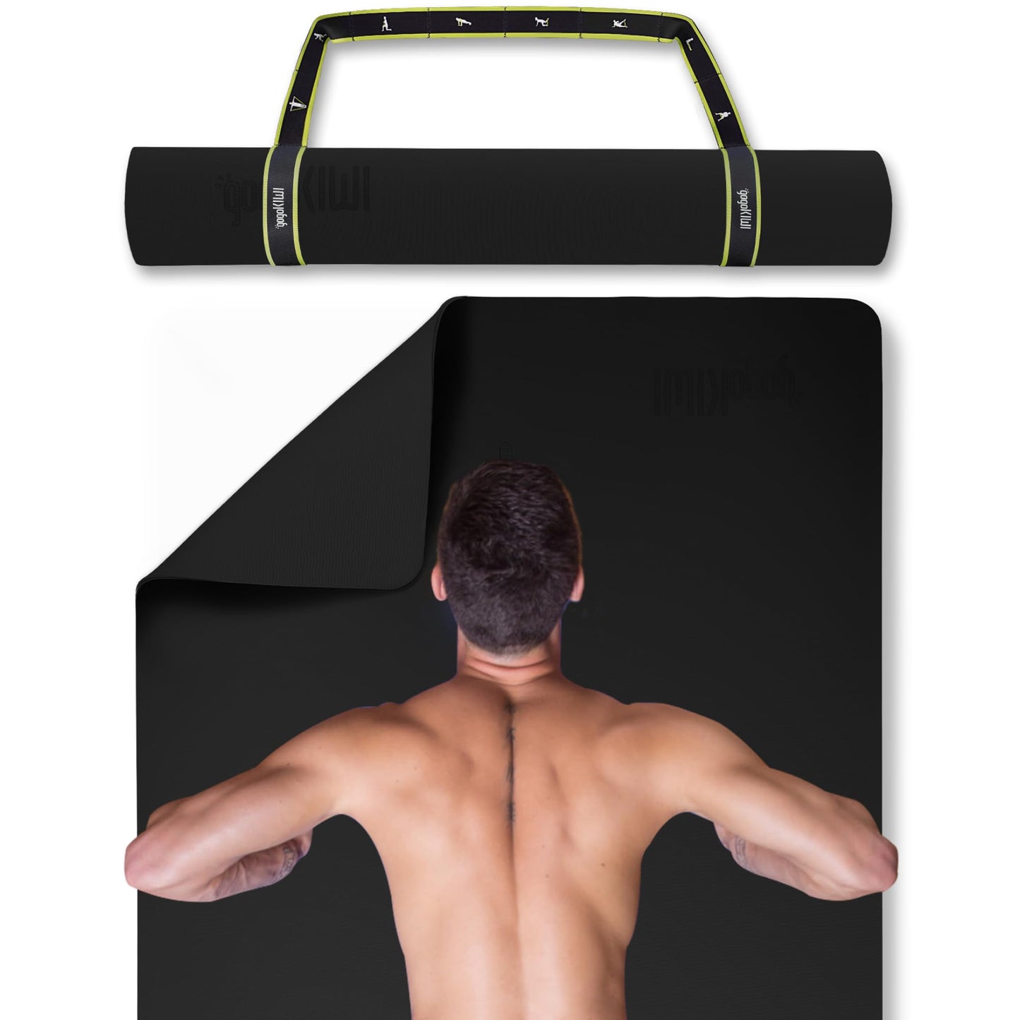 Gogokiwi Extra Wide Yoga Mat for Men Women (72"L x 36"W x 1/4" Thick) Non Slip Fitness & Exercise Mat with Alignment Marks for Yoga, Pilates, Floor Workouts