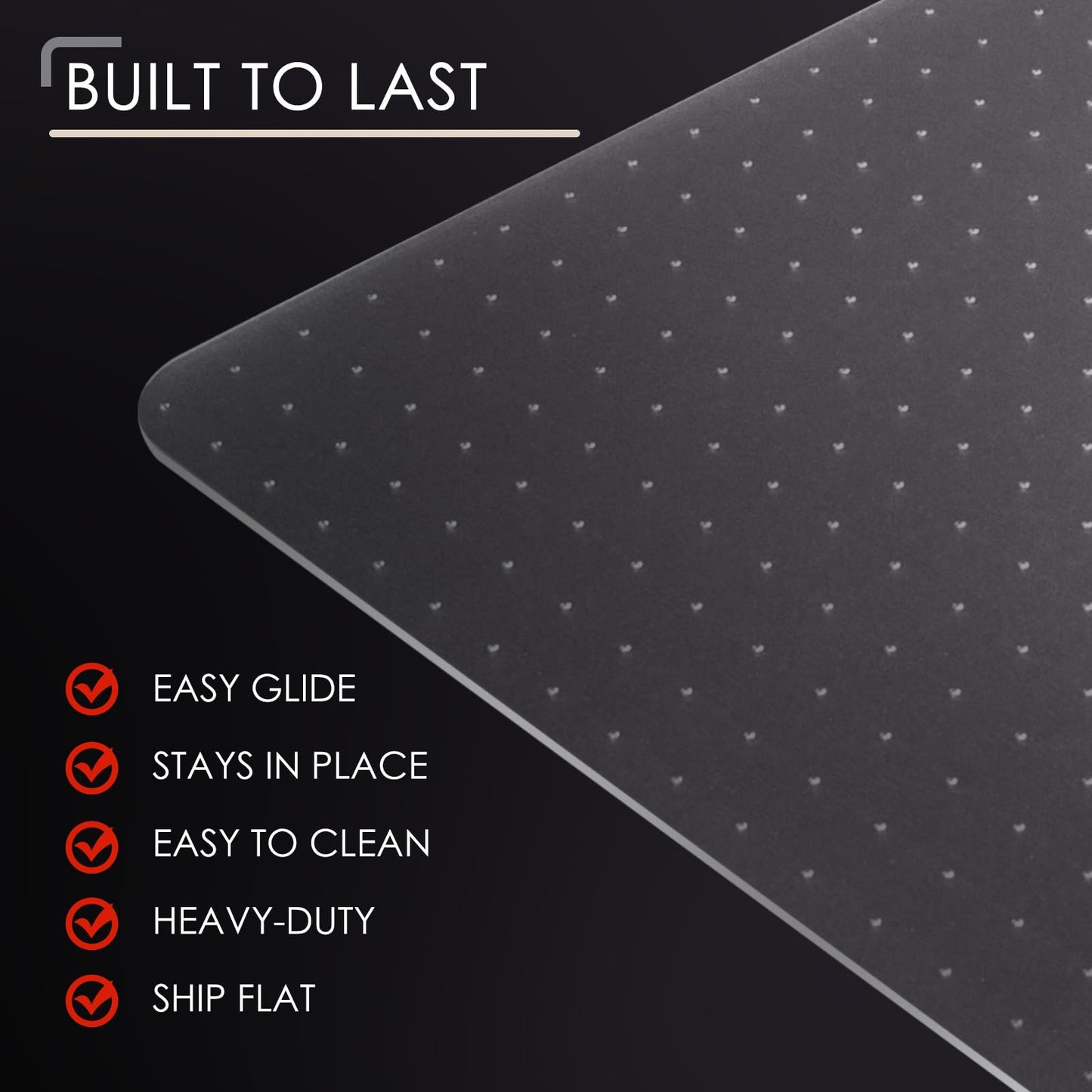 Kuyal Office Chair Mat for Carpet, 36x48 Clear Heavy Duty Computer Chair Mat with Lip, Under Desk Protector Carpeted Floors Mat, Easy Chair Movement,Ship Flat