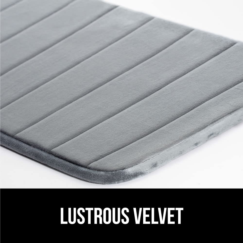 GORILLA GRIP Memory Foam Bath Mat, Soft Absorbent US Designed Bathroom Rug, Gripping Dots Machine Washable Bathmat, Cushioned Floor Mats, Shower Sink Rugs Room Décor Accessories, 24x17 Graphite Gray