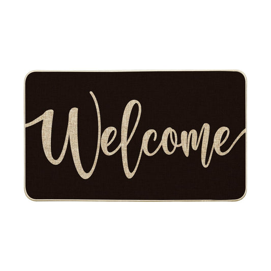 Artoid Mode Black Welcome Doormat, Home Decor Low-Profile Switch Rug Door Mat Floor Mat for Front Door Indoor Outdoor 17x29 Inch