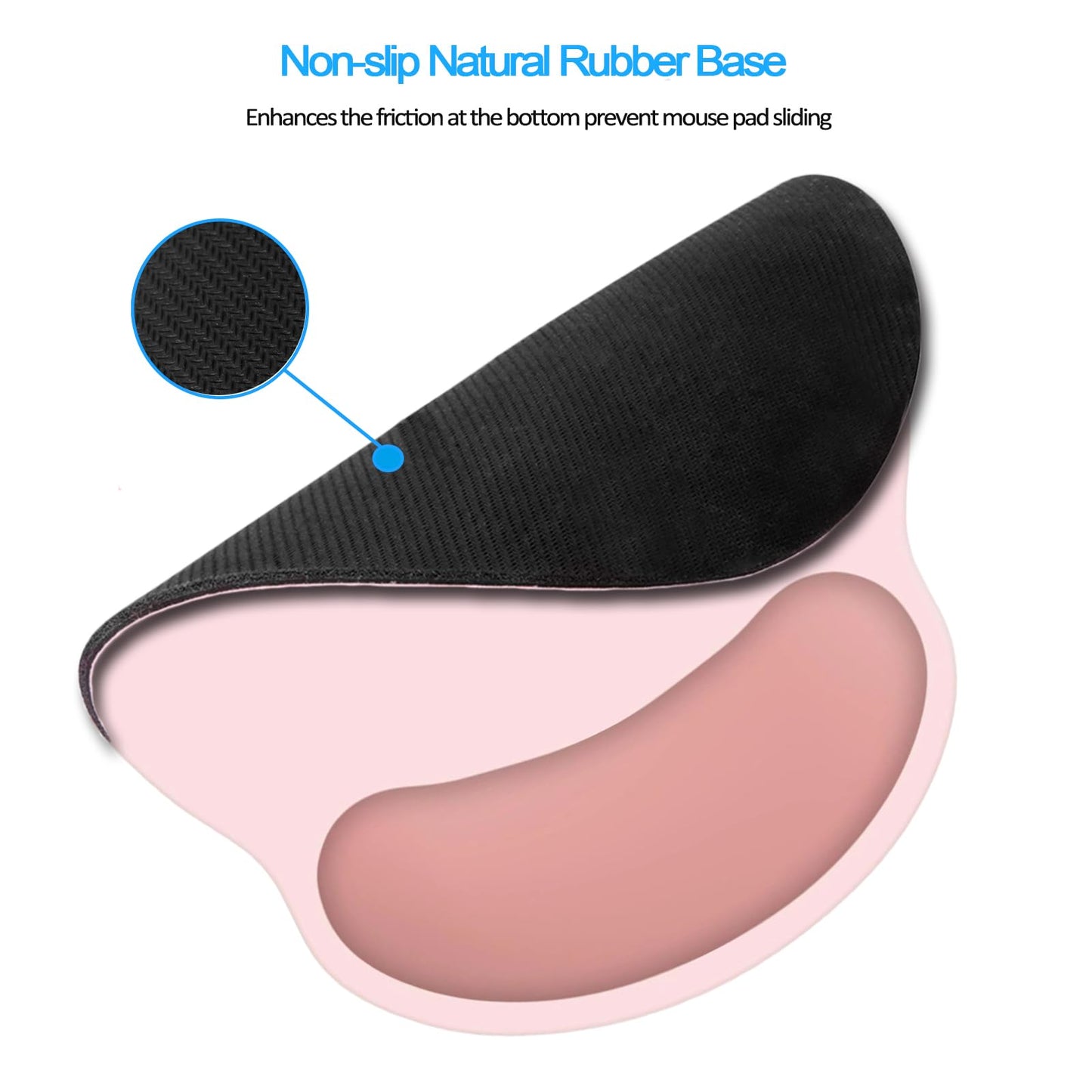 LONNAONE Wrist Rest Support Mouse Pad,Ergonomic Memory Foam Mouse Mat 9x10in Non-Slip Rubber Base Pain Relief Mousepad for Computer, Laptop(Loverly Pink Foam)
