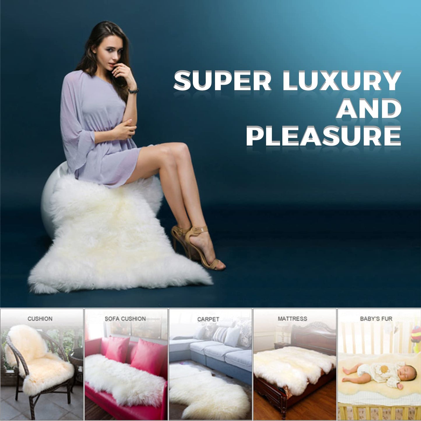 WL&ALLEN Large Sheepskin Rug Genuine Thick and Lush 3 Inch Pile，Luxury Australian Pelts |Large Sheepskin Wool Area Rugs (Single Pelt 2'6" x 3'7"，Light Brown)…