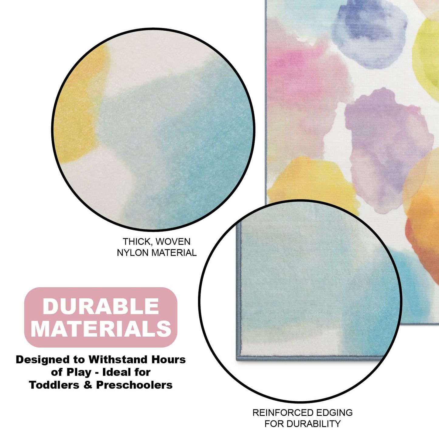 Delta Children Rectangle Area Rug for Kids, 53 x 59-Inch, Watercolor
