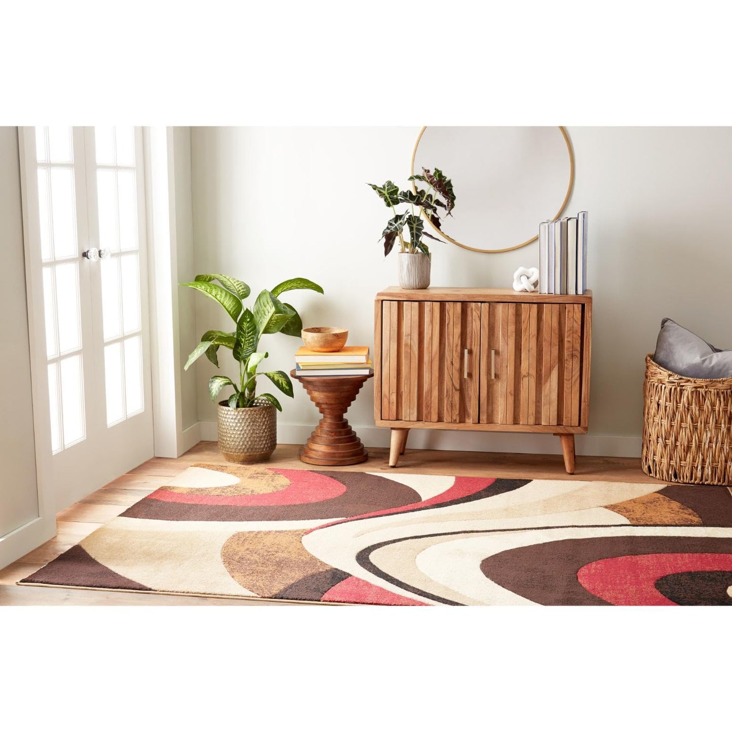 Home Dynamix Tribeca Slade Modern Area Rug, Abstract Brown/Red 39"x55"