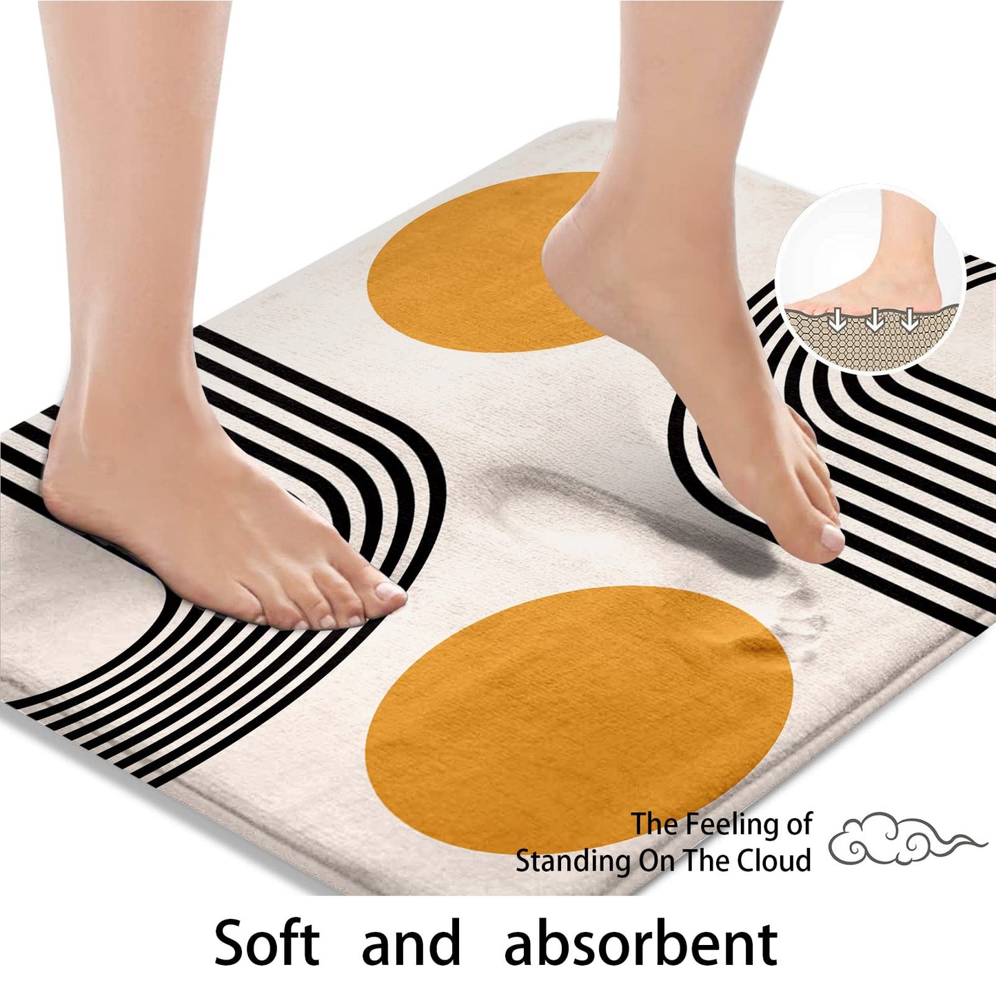 Britimes Boho Mid Century Bath Mat for Bathroom No Silp Abstract Geometric Washable Cover Floor Rug Carpets Floor Mat Bathroom Decorations 16x24 for Kitchen Bedroom
