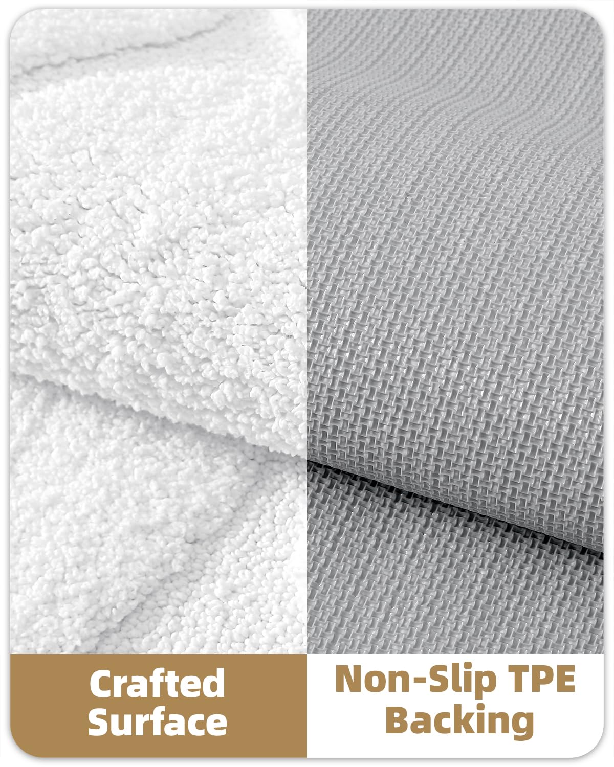 Color&Geometry White Bathroom Rugs Non Slip Washable, 17"x30" Absorbent Bath Mats, Soft Shower Mat Outside Shower Quick Dry Bathmat for Bathroom Sink Laundry Room