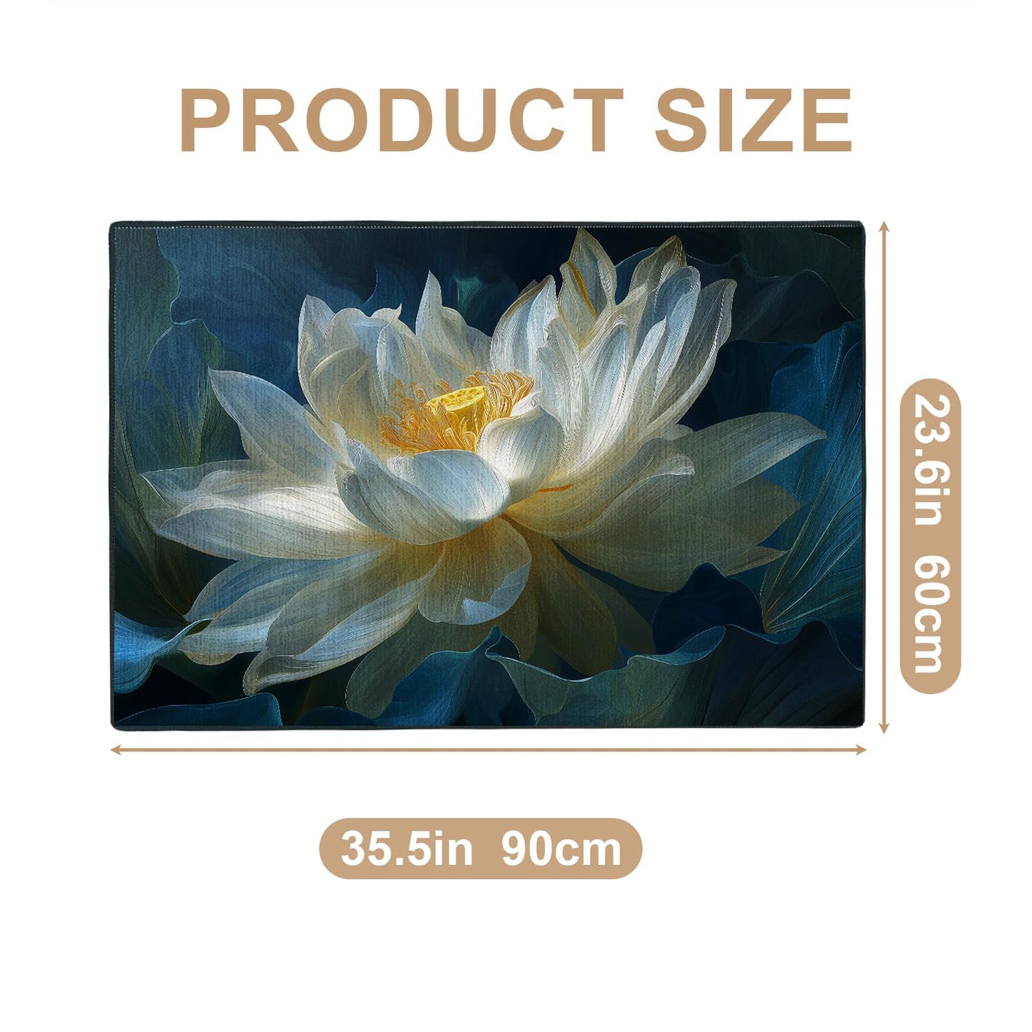 Flower Lotus Area Rug 2x3 ft Entry Rug Washable Boho Rugs Non Slip Low Pile Floral Door Mat Small Carpet for Bedroom, Bedside, Kids Room, Office, Dining Room