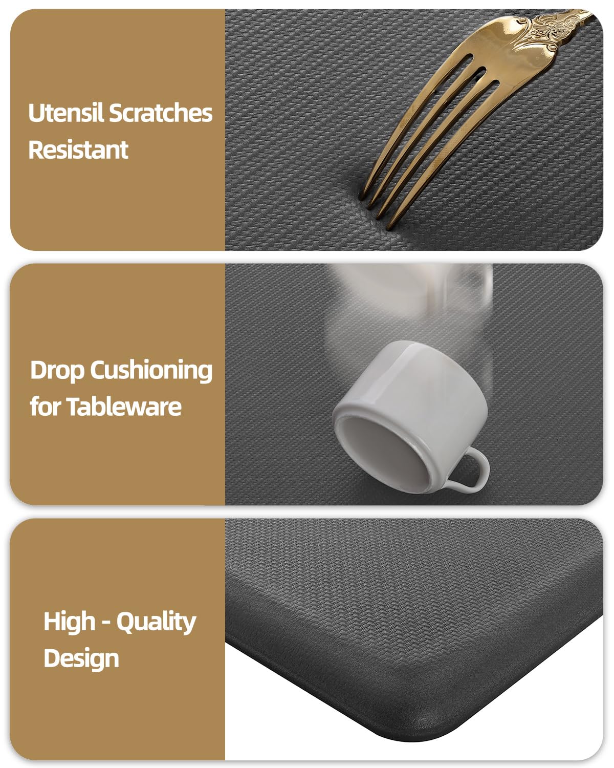 Color&Geometry 0.71" Extra Thick Anti Fatigue Cushion Kitchen Floor Mat,Easy Clean, Water & Oil Proof, Non Slip, Foam Padded Runner Rug for Front Sink,20"x 71" Grey (2.0 Version)