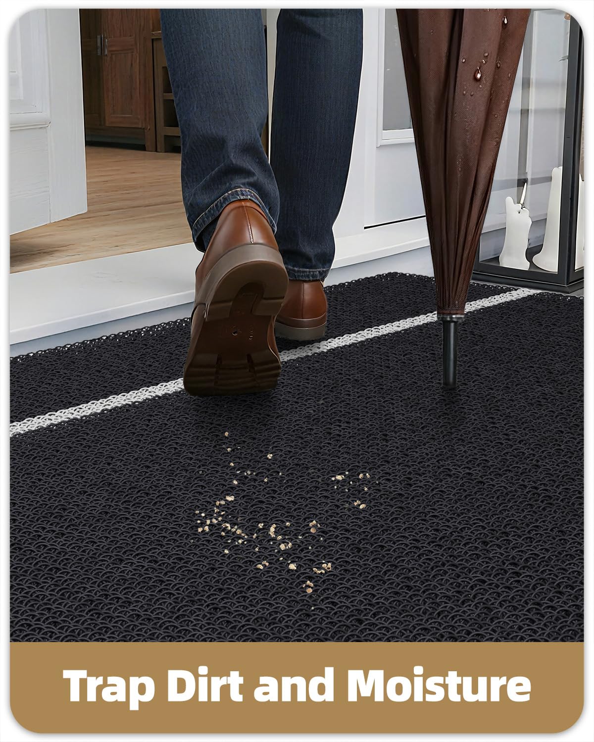 Color&Geometry Front Door Mat (1-Black, 24"x47")