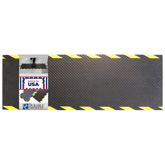 Durable Corp Cable Safe Cord Cover Nitrile Rubber Mat, Cable Protector Mat to Hide Extension Cords, Heavy Duty Grip Cord Hider to Avoid Cable Trips, 16x47 Inches, Black with Yellow Striped Border
