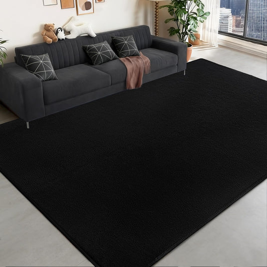 QDUIDU Large Area Rugs for Bedroom Living Room - 6x9 Feet Ultra Soft Black Rug Thickened with Memory-Foam, Solid Modern Minimalist Carpets for Home Decor, Non-Slip and Comfy Nursery Room Rugs