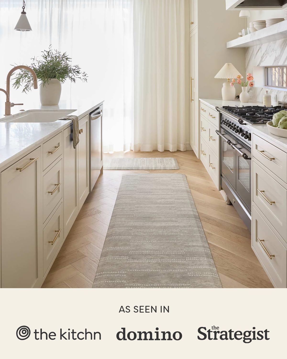 House of Noa Nama Standing Mat – Anti-Fatigue Cushioned Kitchen Mats for Floor | Ergonomic Bounce-Back Foam Kitchen Mats | Anti-Fatigue Mats for Kitchen & Standing | Checker Almond | 22" x 54"