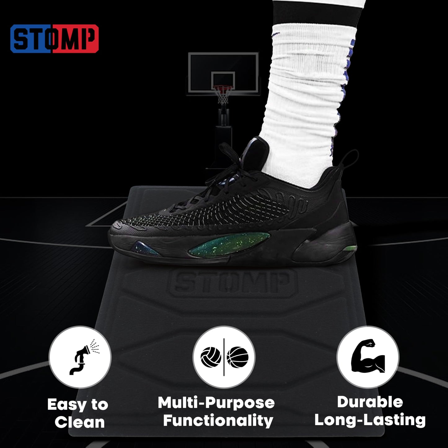 STOMP Athletics Mini Traction Mat - As Seen on Shark Tank, Black