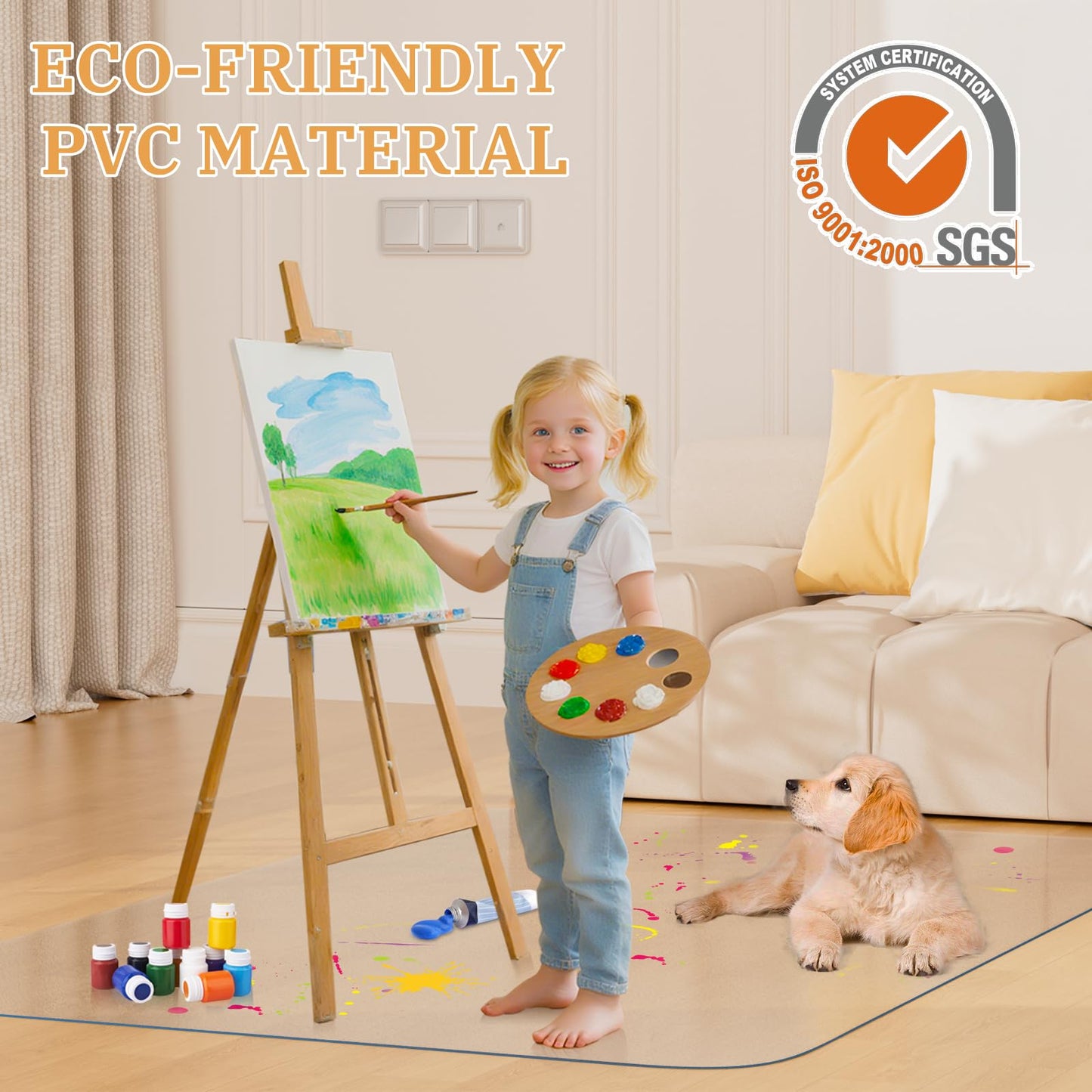 Office Chair Mat for Hardwood Floor, 36" x 48" Clear Plastic Desk Floor Protector, Heavy Duty Non-Slip Chair Mat for Rolling or Gaming Chairs, Durable Computer Mat for Home Office