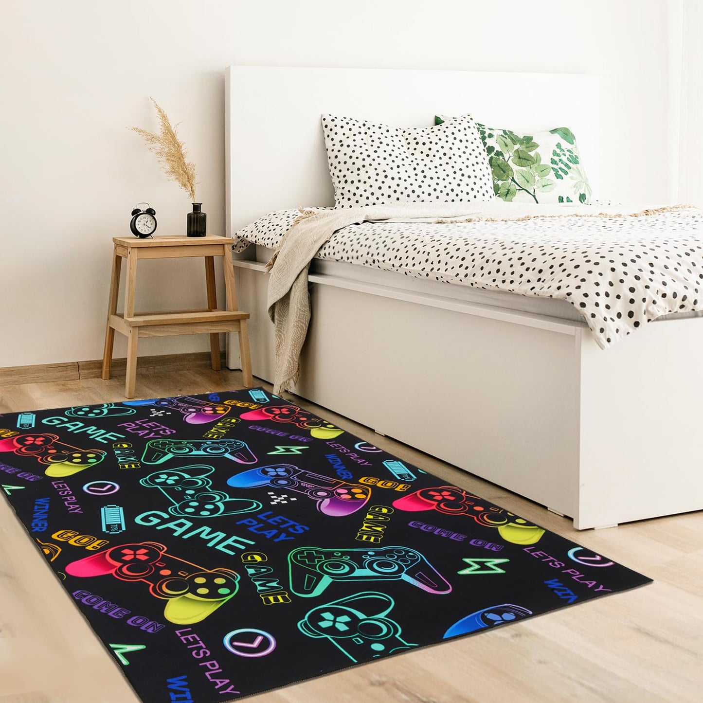 Vibrant Gaming Themed Area Rugs for Game Room Bedroom Decor Rug, Gamer Floor Carpet Mat 3'x5' for Boys Mens Kids Teens Video Games Console Rugs Under Desk Decorative Youth Setup Floor Mats