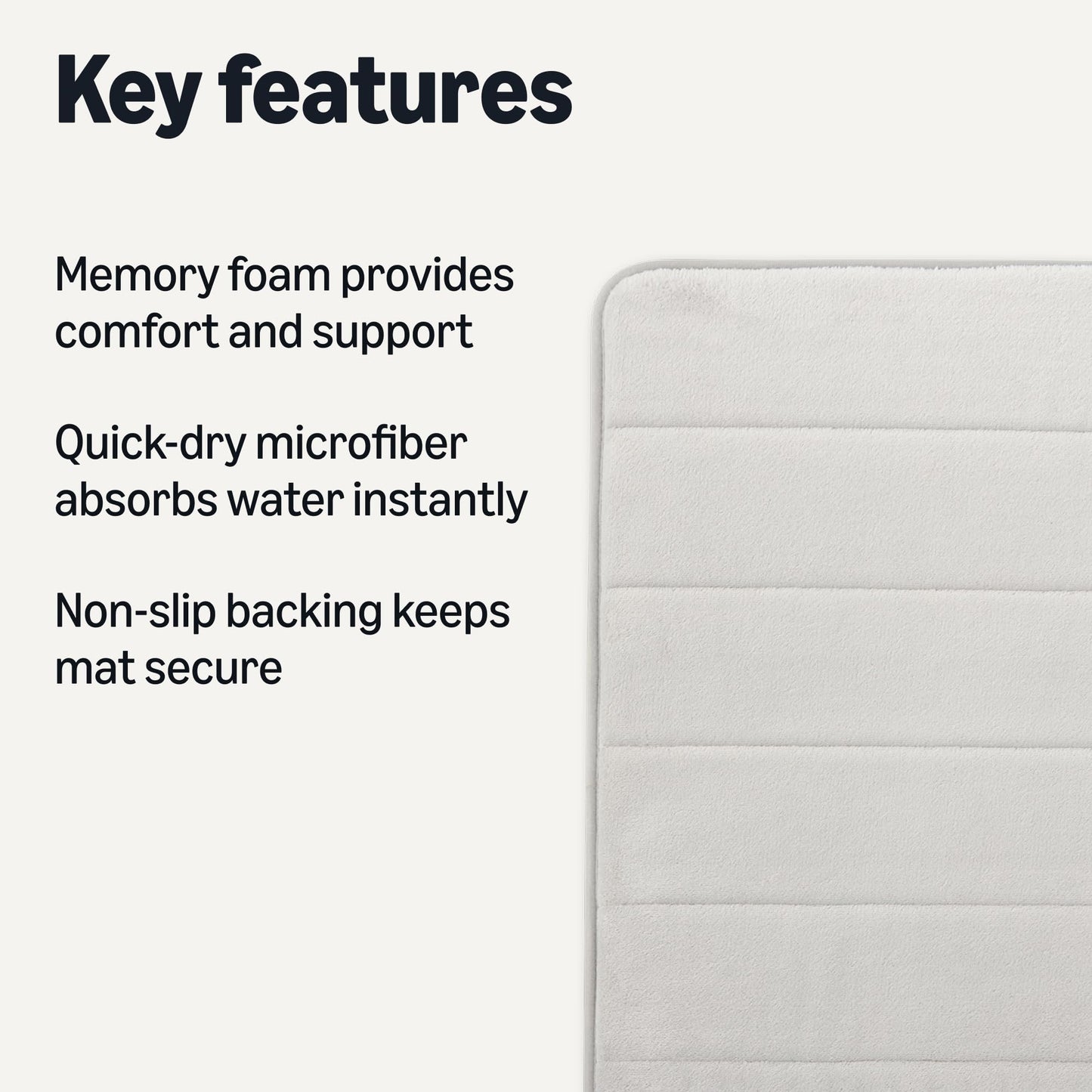 Amazon Basics Absorbent & Fast Dry Plush Memory Foam Bath Mat, Non-Slip Backing, 17 x 24 in, Light Gray