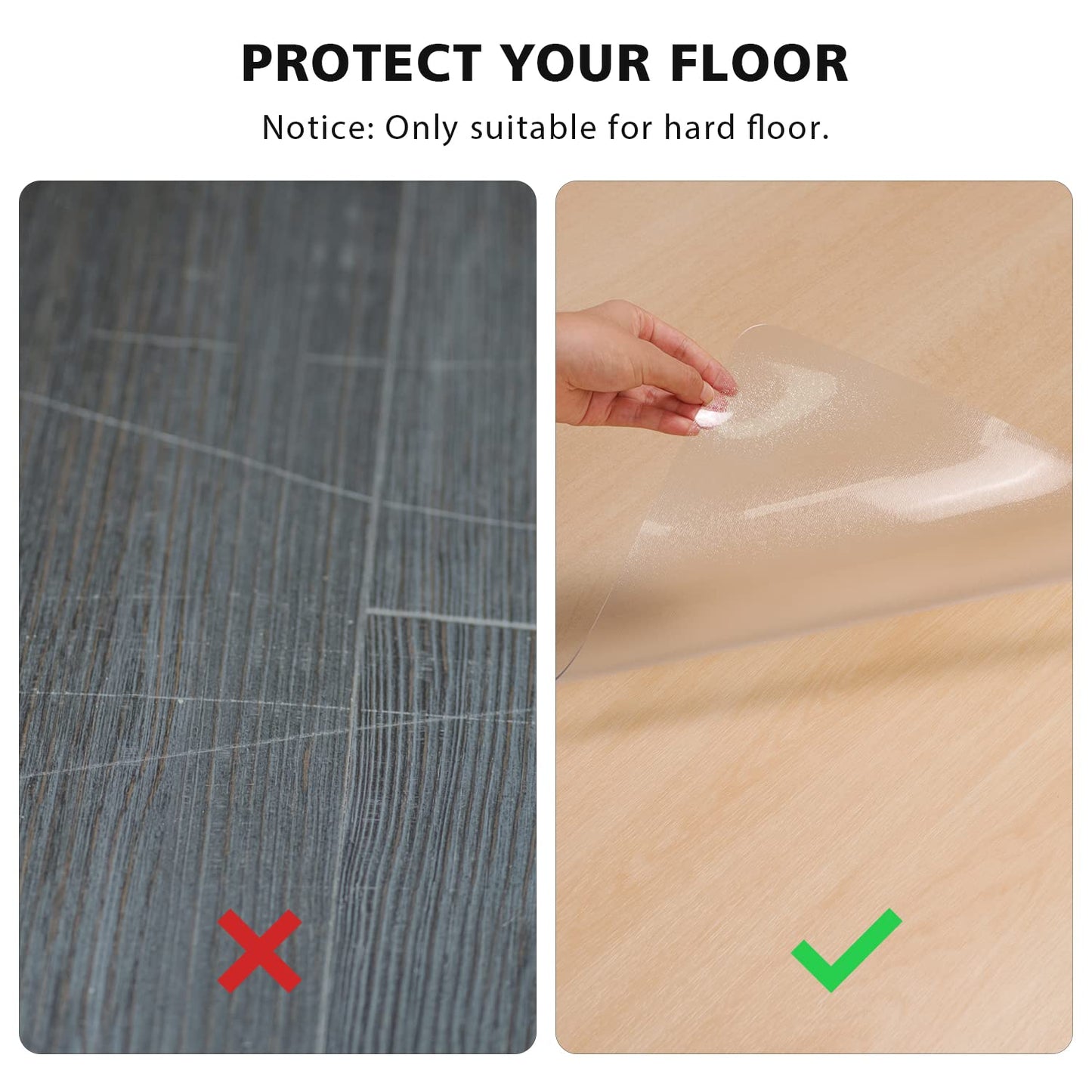 FURKIT Clear Floor Mat for Home, 4'×6' Large Non-Slip Plastic Rug for Under Kitchen Table, Durable Waterproof Vinyl Area Mat for Spills, Dog Accident, Anti-Scratch Floor Protector for Living Room