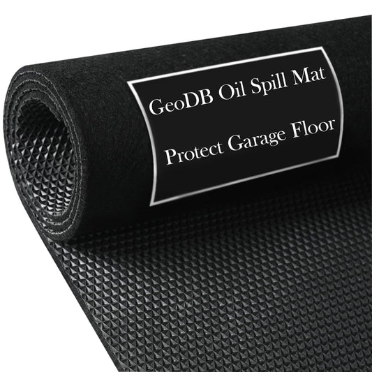 GeoDB Oil Spill Mat, Absorbent Grease Garage Floor Protector Under Car Auto Repairs, Oil Change Leak Resistant Heavy Duty Rubber Mat for Driveway Tractor Mower, 64" x 32" Black
