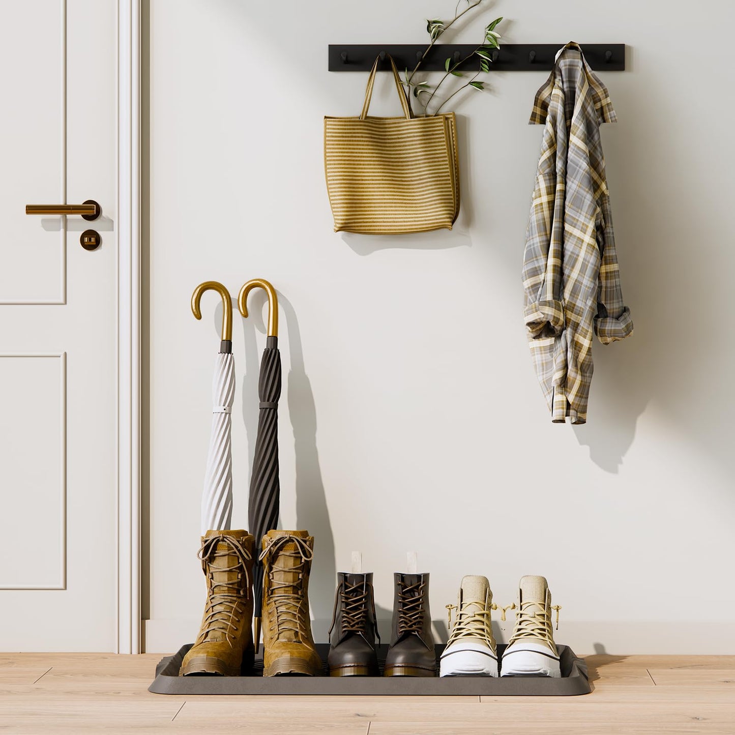 LFCONNECT Rubber Boot Tray, Shoe Trays for Entryway, Versatile Boot Mat Tray with Raised Edge, 27.5"x16" Rubber Mat for Shoe Organizer Indoor/Outdoor Use