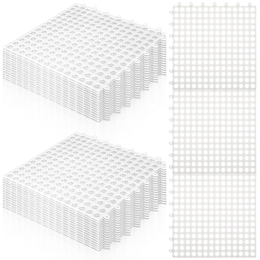 30 Pack 11.8” x 11.8” Interlocking Floor Tiles Bulk White Drainage Pool Flooring Mats Swimming Pool Non Slip Splicing Waterproof Splash Matting Mesh Doormat Modular Interlocking Water Drain 3x10 ft