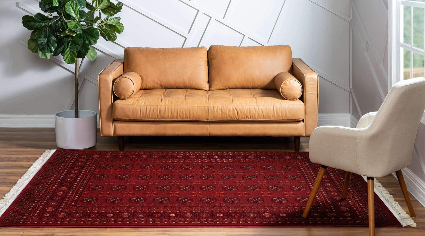 Unique Loom Tekke Collection Over-Dyed Saturated Traditional Torkaman Area Rug, 4 ft x 6 ft, Red/Burgundy
