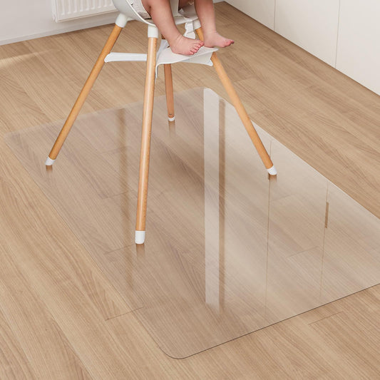 ZPAI Area Floor Mat for Under High Chair, 4'×6' Transparent No Slip Waterproof Vinyl Area Rug for Home, Spill Resistant Hard Floor Protector Cover for Kitchen, Easy Clean Splat Mat