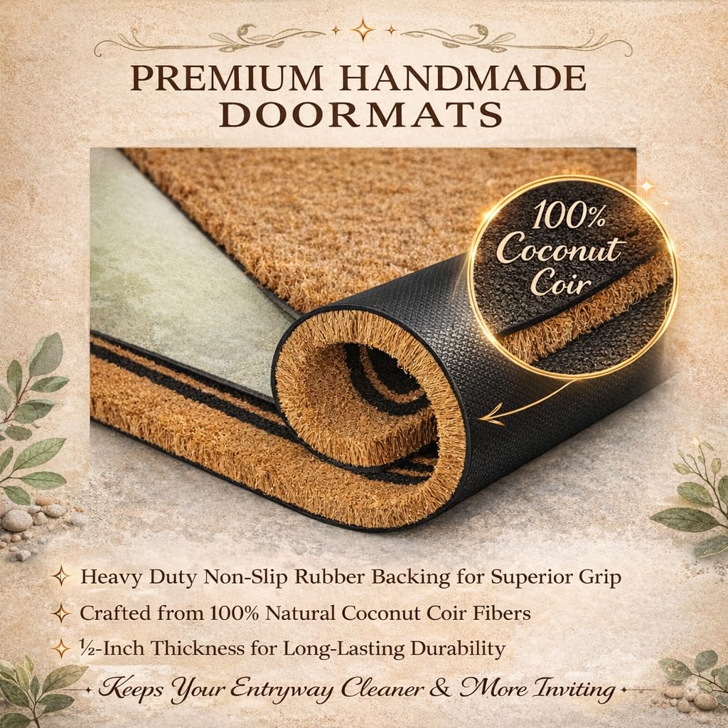 CasualTeeCloset Personalized Welcome Mat for Front Door, Custom Name & Family Last Name, Your Custom Text & Ready Design Door Mats, 1/2 Inch Thick Natural Coir, Outdoor Housewarming Gift