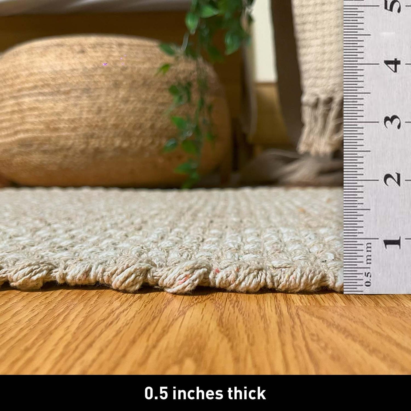 Chardin home Sand & White Cotton Throw Rug, 21x34 Inches Area Rug for Bathroom Kitchen entryway, Reversible Handwoven Rug Machine Washable.