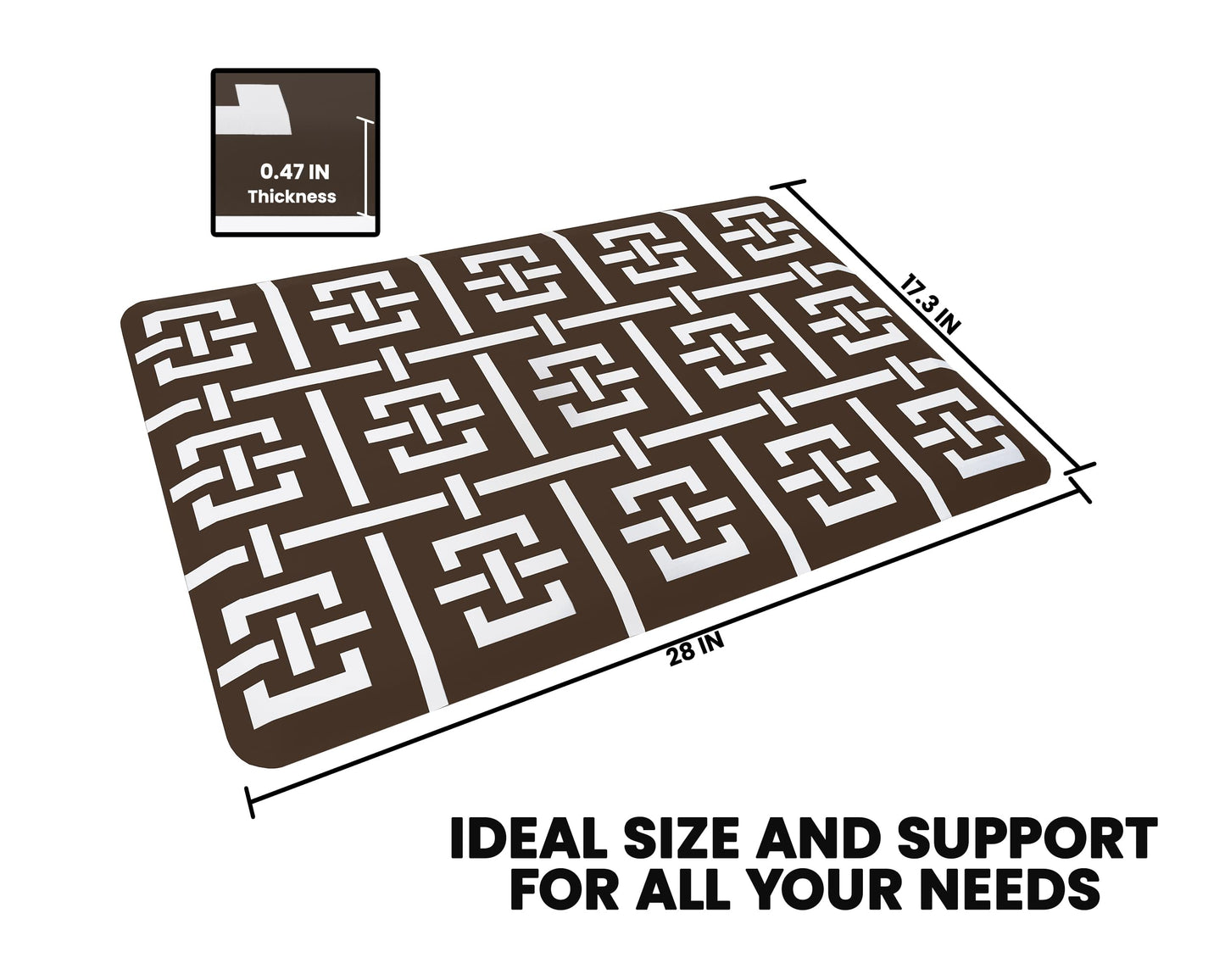 Dgrandma Kitchen Mat Anti-Fatigue Ergonomic Cushioned Kitchen Mats and Rugs Non Slip Waterproof Heavy Duty PVC Comfort for Kitchen Floors Standing Desk Sink Bath Laundry Room. 17.3”x 28”. Chocolate