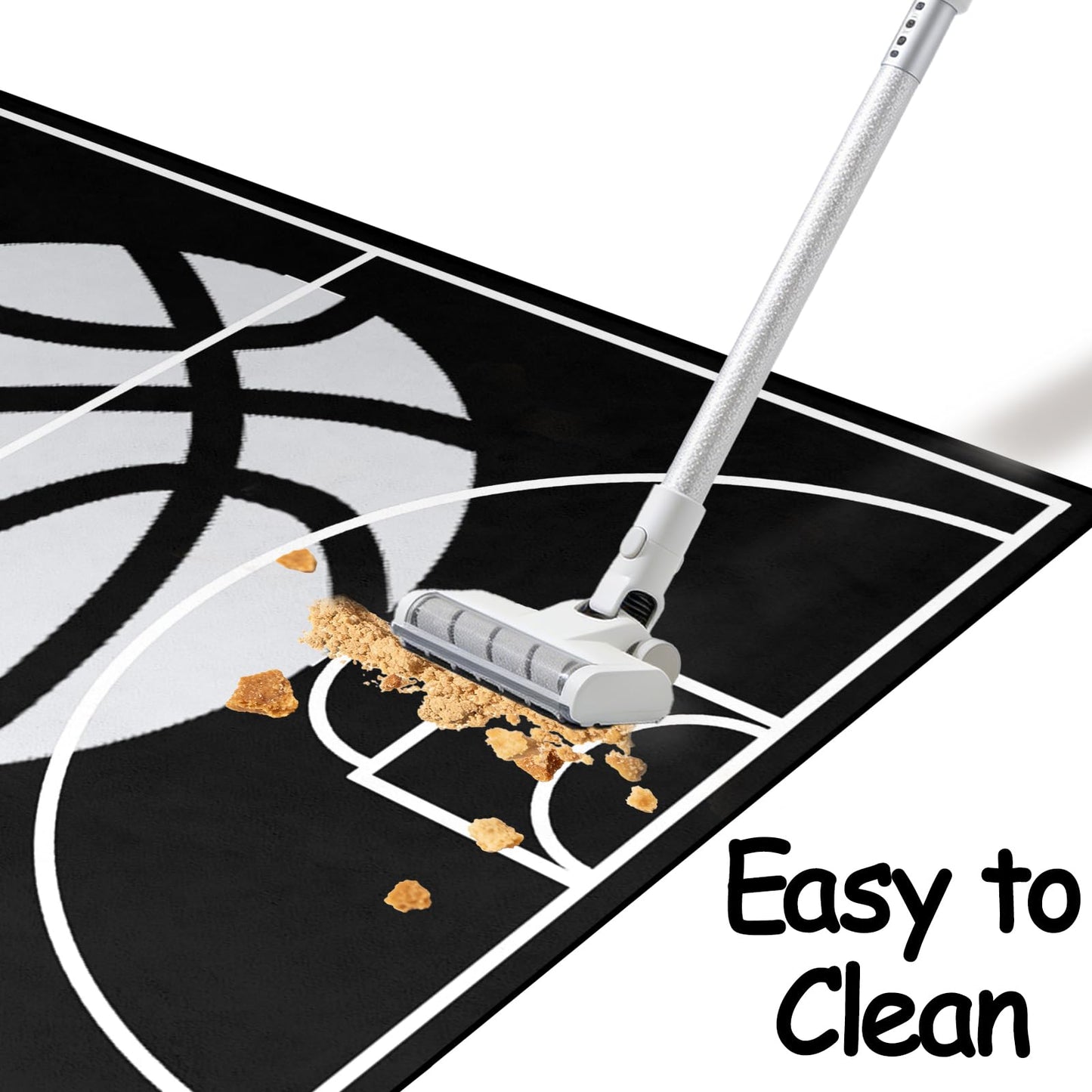 Basketball Court Rug - Basketball Rug for Boys Bedroom Sports Carpet for Boys Bedroom Sports Rug for Room Decor,Black,2'5''×4'
