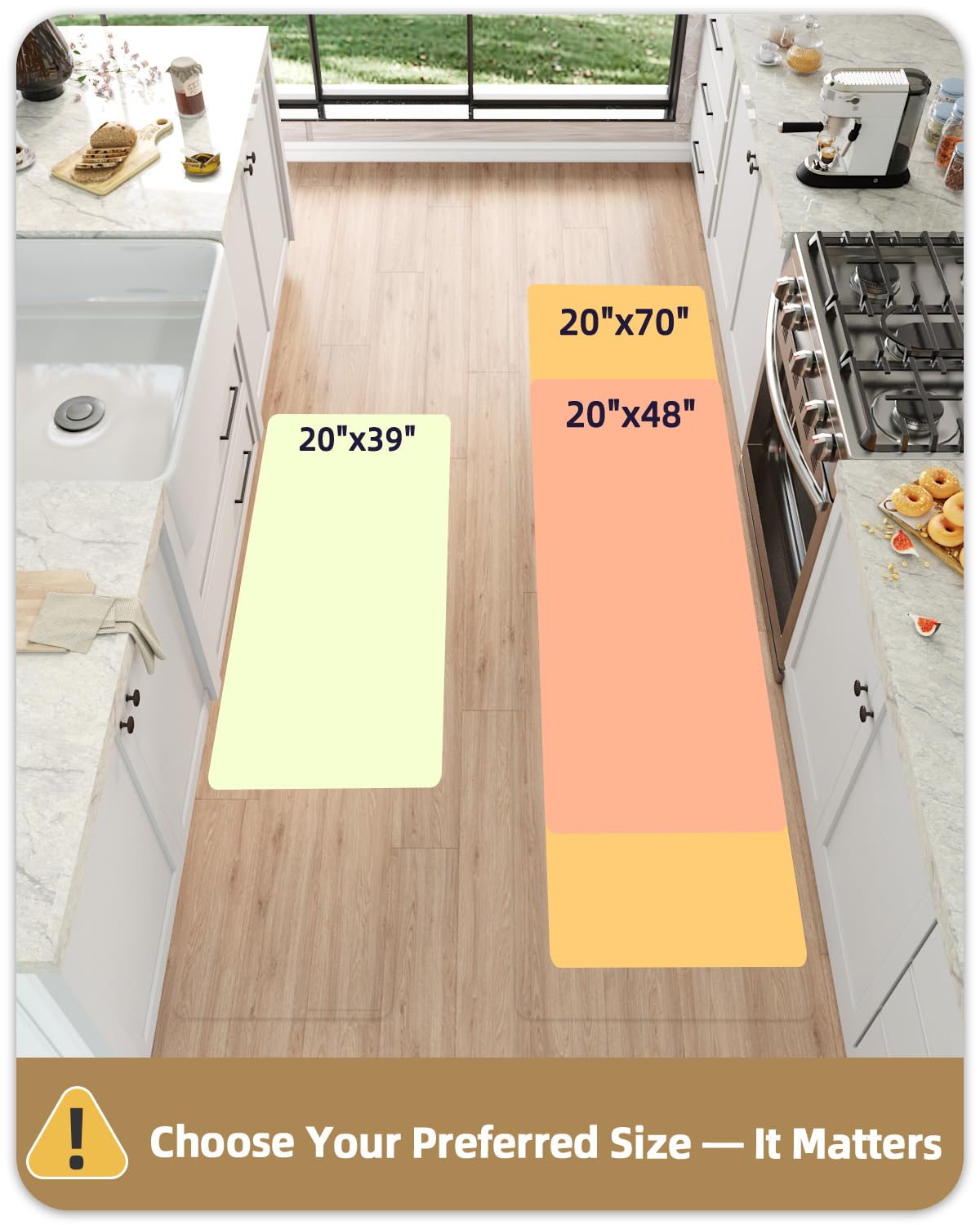 Color&Geometry 0.71" Extra Thick Anti Fatigue Cushion Kitchen Floor Mat,Easy Clean, Water & Oil Proof, Non Slip, Foam Padded Runner Rug for Front Sink,20"x 71" Grey (2.0 Version)
