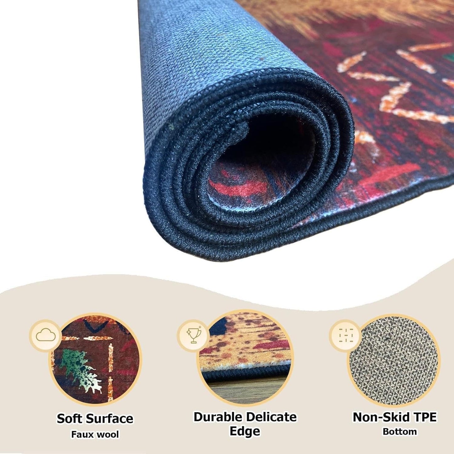 Southwestern Tribal Rug 3x5 – Rustic Western Aztec Area Carpet for Living Room, Bedroom or Cabin – Washable, Non-Slip, Fade-Resistant, Pet-Friendly, Earth Tone Floor Mat for Home Decor