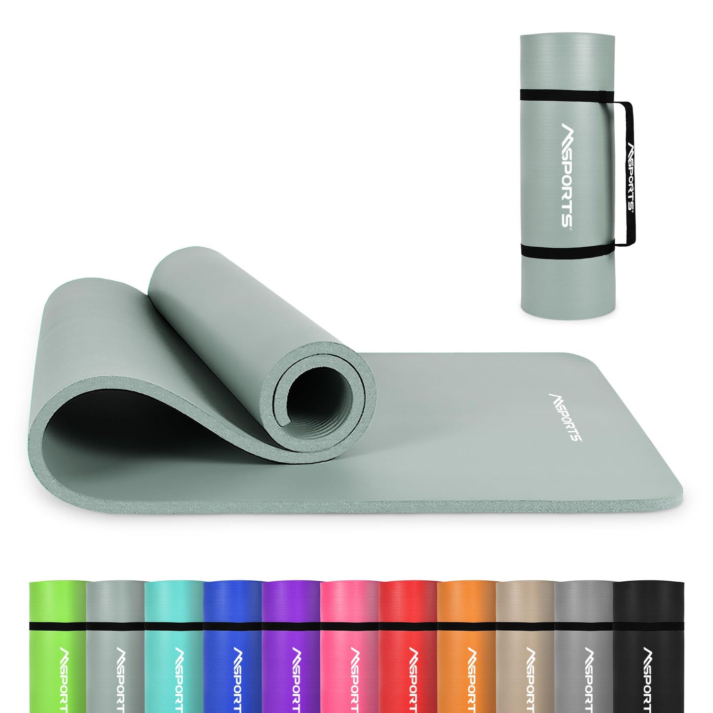 MSPORTS Thick Yoga Mat Premium Non Slip – Extra Comfortable Exercise Mat for Home Workouts, Pilates, Stretching & Gym – Cushioned NBR Foam, Yoga Mat with Strap, for Women & Men (Mint, 74.5 x 40 x 0.6 in)