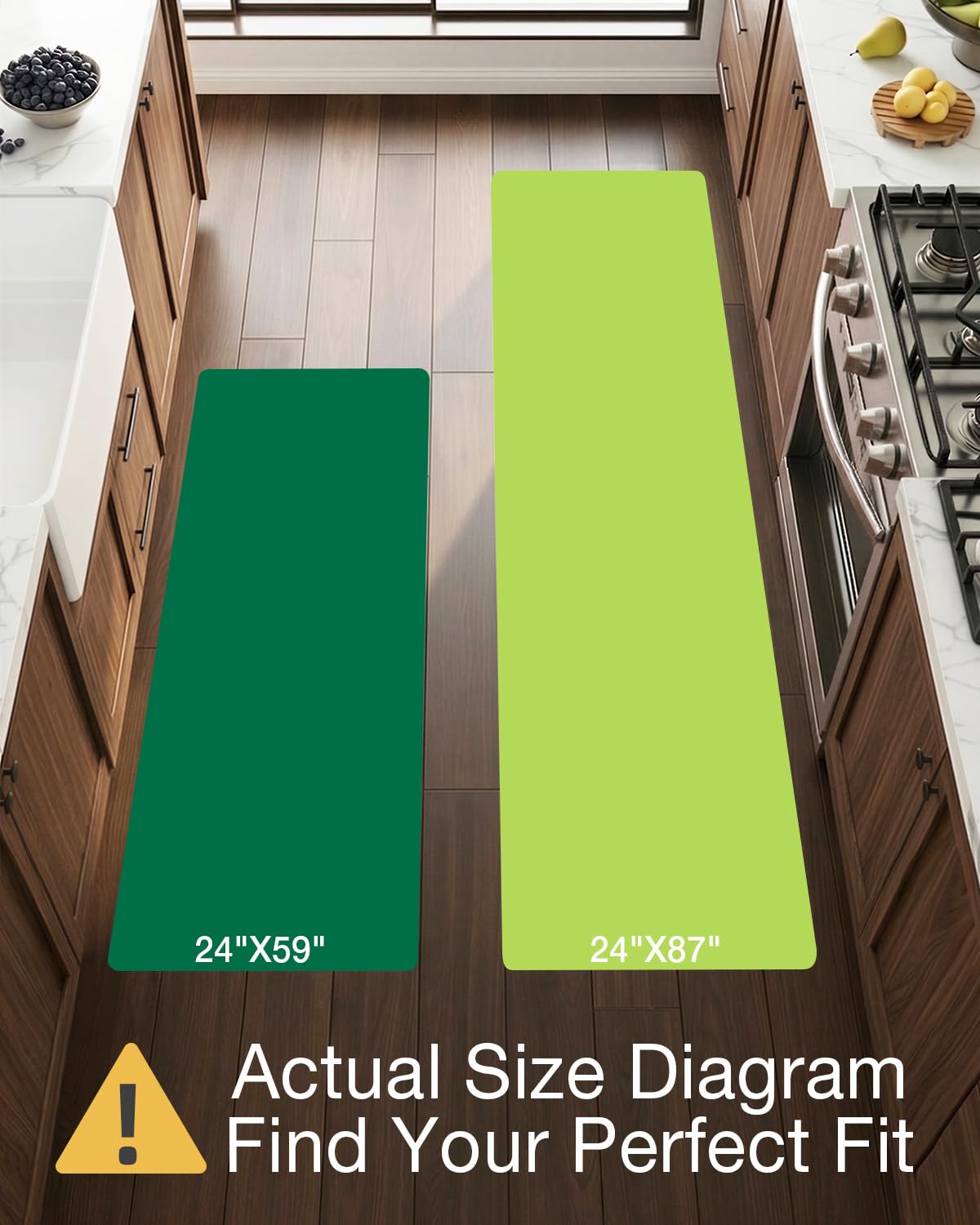 LUMI Kitchen Mat Anti Fatigue Cushioned, Memory Foam Padded Standing PVC Rug Washable, Non Slip Comfort Floor Runner for Home, Sink, Laundry, Office, 24"x87", Ivory Brown