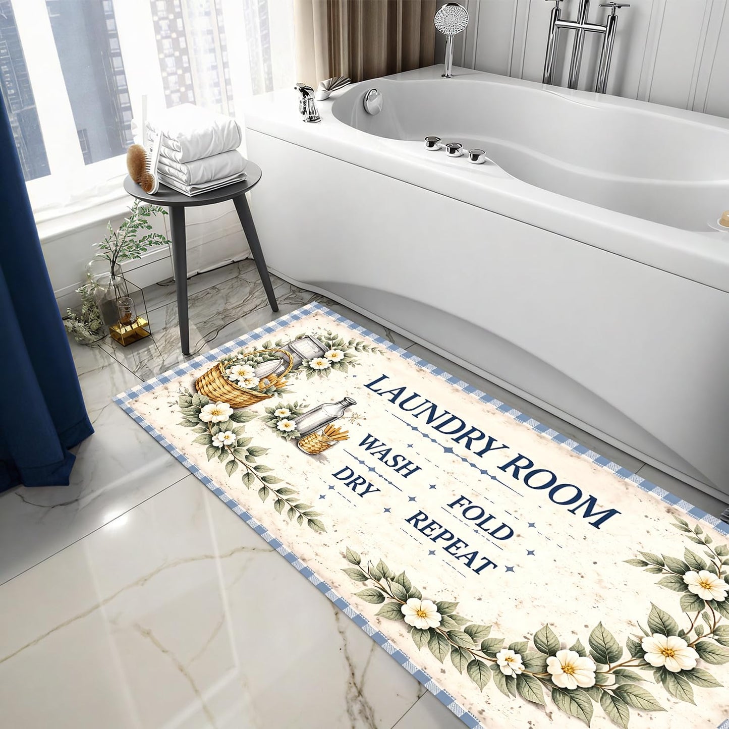 LEIWEIHOPE Retro Farm Summer Runner Rug 20x47 inch Non-Slip Waterproof Laundry Room Rug Kitchen Runner Bathroom Mat with Festive Designs,Outdoor Indoor Entryway Floor Mat Home Decor