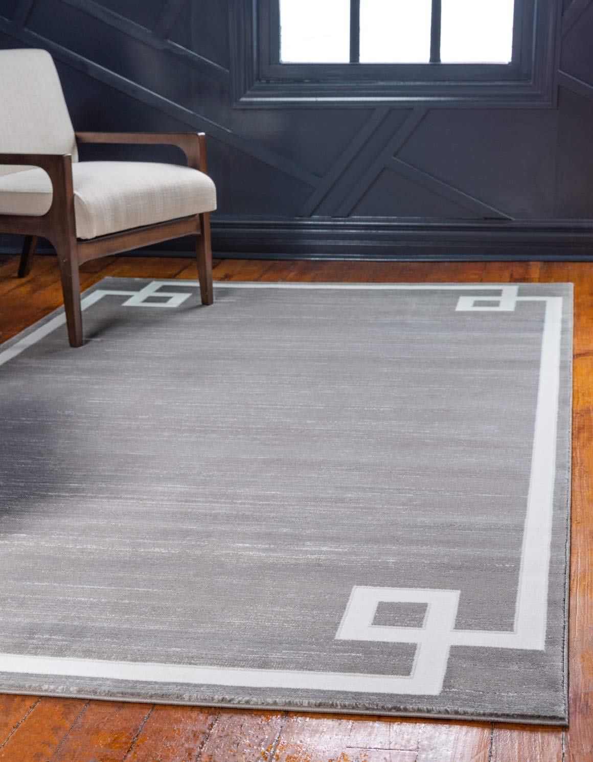 Unique Loom Uptown Collection Area Rug - Lenox Hill (8' x 10' Rectangle, Gray/ Ivory)