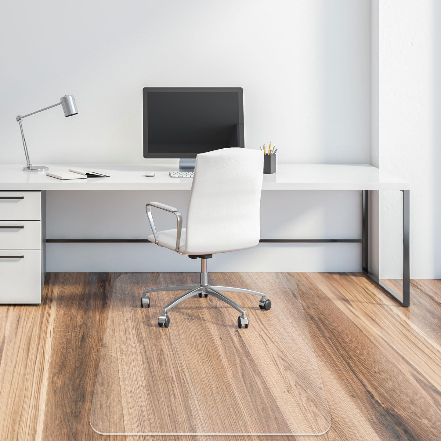 Tcyzest Office Chair Mat for Hard Floors, 36 x 48 inches, 2mm Thick Clear Chair Mat with 4 Non-Slip Pads - Heavy Duty Floor Protector for Rolling Chairs
