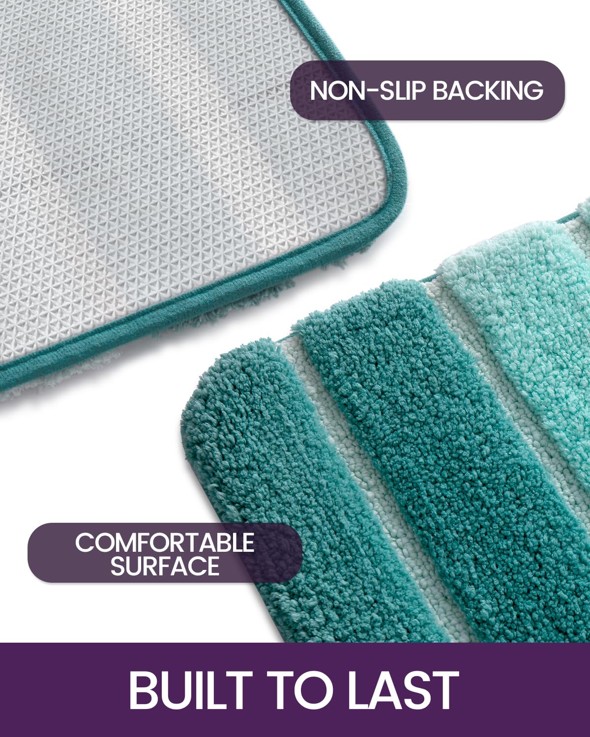 DEXI Bath Mats for Bathroom, 24x36 Absorbent Microfiber Bath Mat Quick Dry, Washable Bathroom Rugs with Non Slip Backing for Shower Floor, Sink, Tub, Turquoise