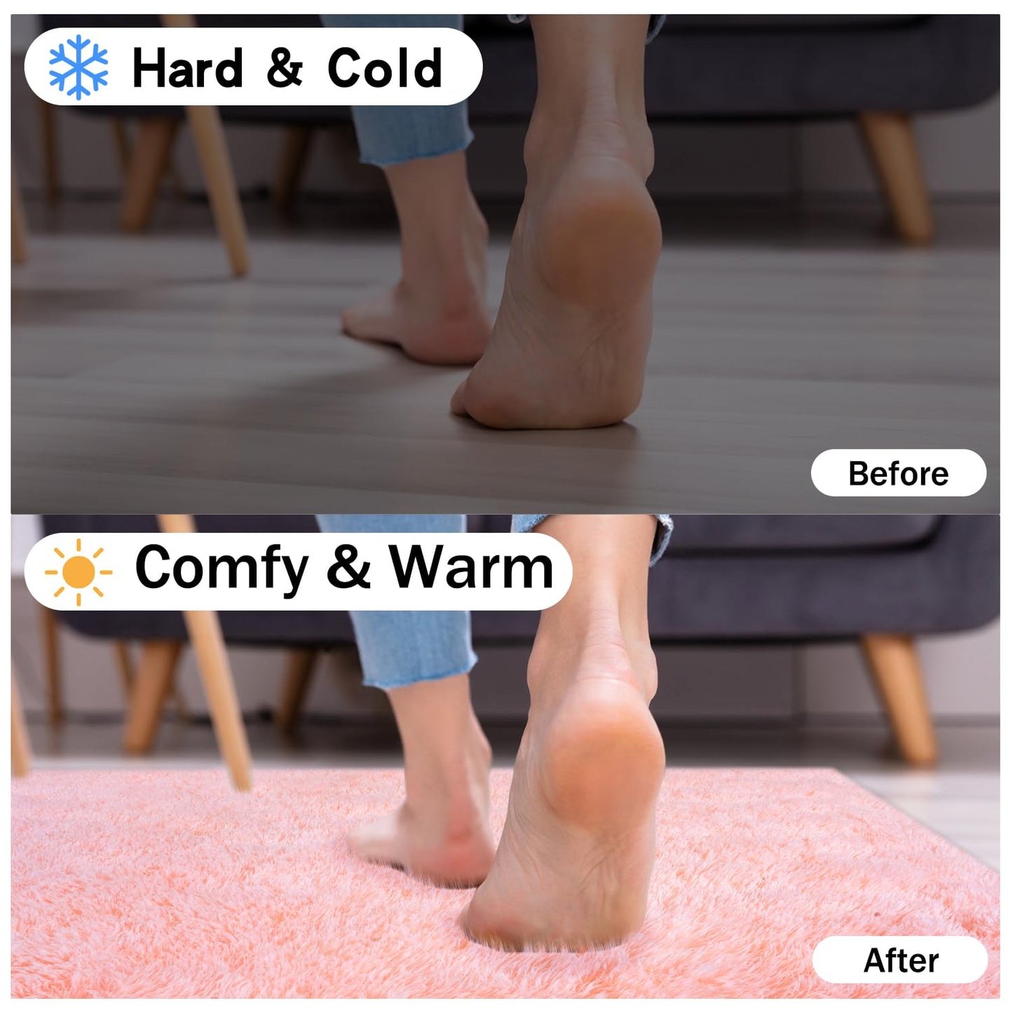 Rezutan Ultra Soft Pink Rugs for Bedroom 8x10 Feet, Fluffy Shag Area Rugs for Living Room, Large Comfy Furry Rug for Girls Kids Baby Room Decor Teenage Pastel Princess Rug, Non Slip。