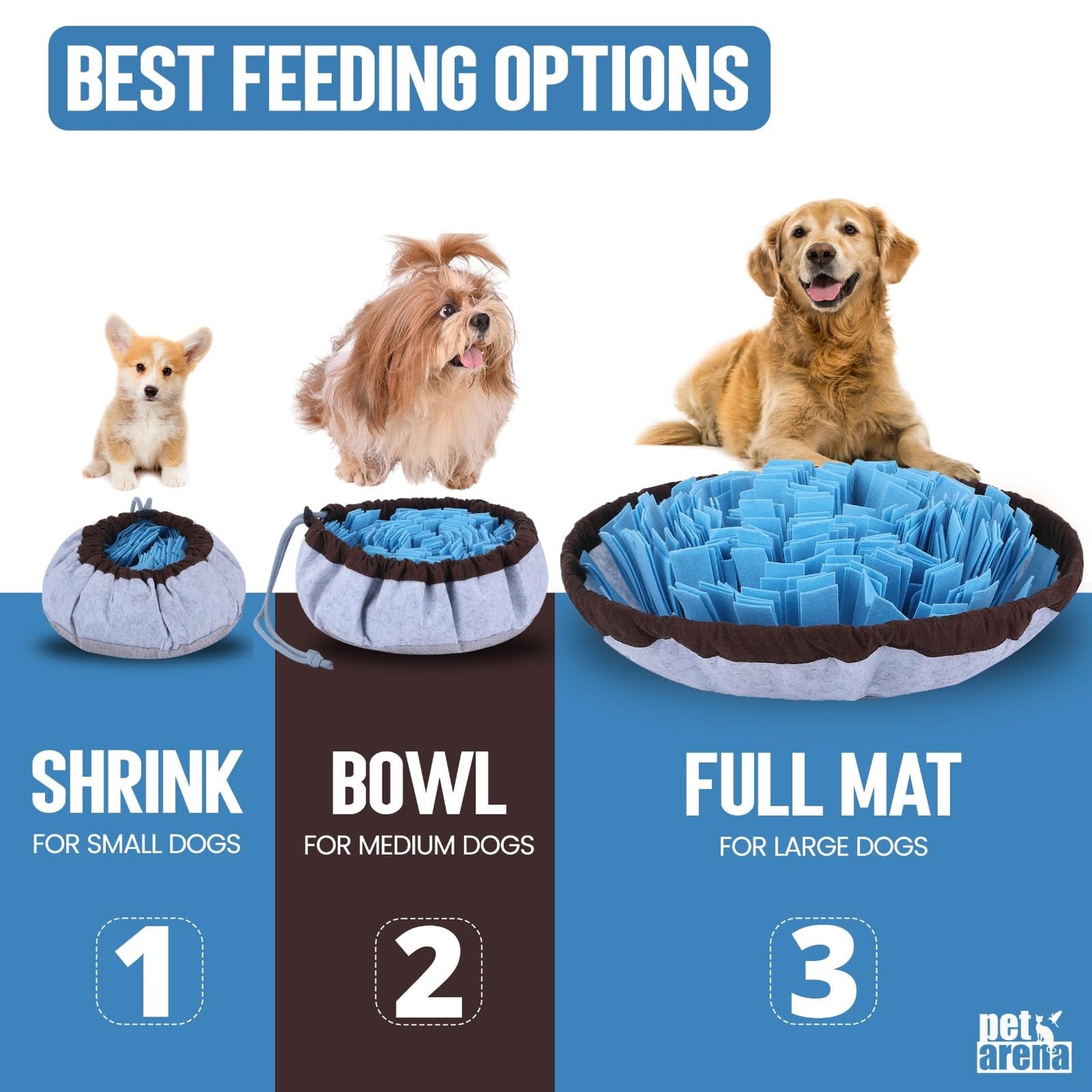 PET ARENA Snuffle Mat for Dogs - Adjustable Interactive Puzzle Toy for Large & Small Breed Slow Feeder for Mental Stimulation & Stress Relief Encourages Natural Foraging Ideal for Indoor & Outdoor Use