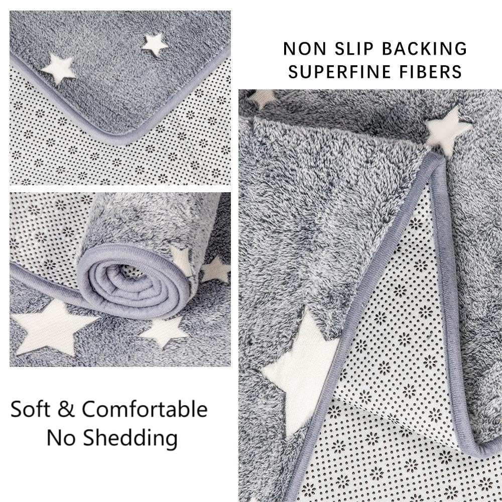kksme Large Area Rug Carpet Glowing in The Dark Big Stars for Children Room Decor, Funny for Babyroom and Living Room, Rectangular Mat for Kids Bedroom Size 5'x6'