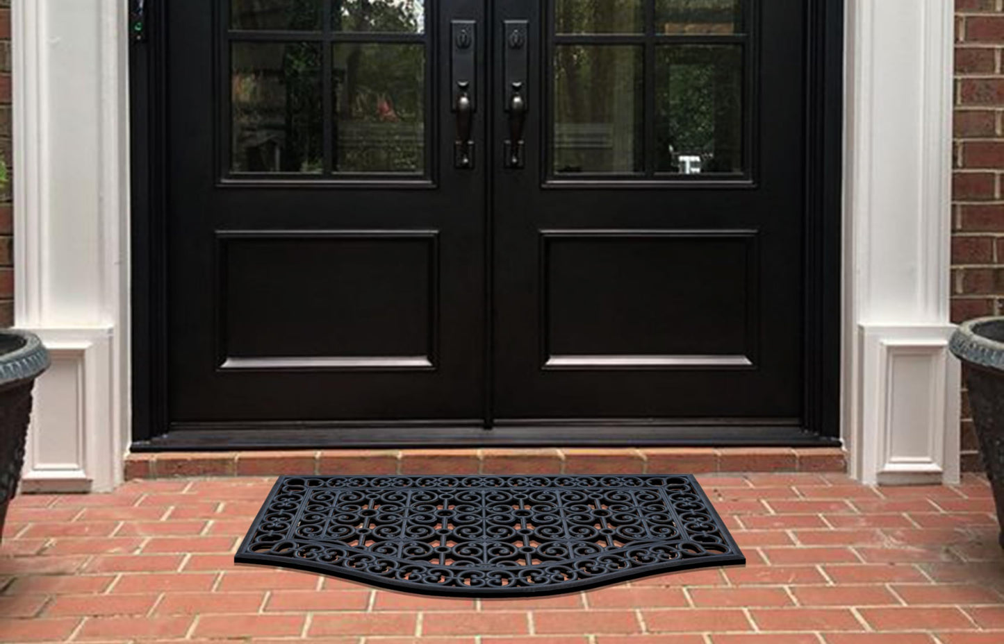 A1 Home Collections 12-LB Heavy Duty Rubber Doormat 24"×39" - Won't Blow Away | Outside Front Door Mat, Mud Dirt Scraper, Non-Slip Drainage Mat for Entryway Patio Garage, All-Weather, 100% Rubber Mats