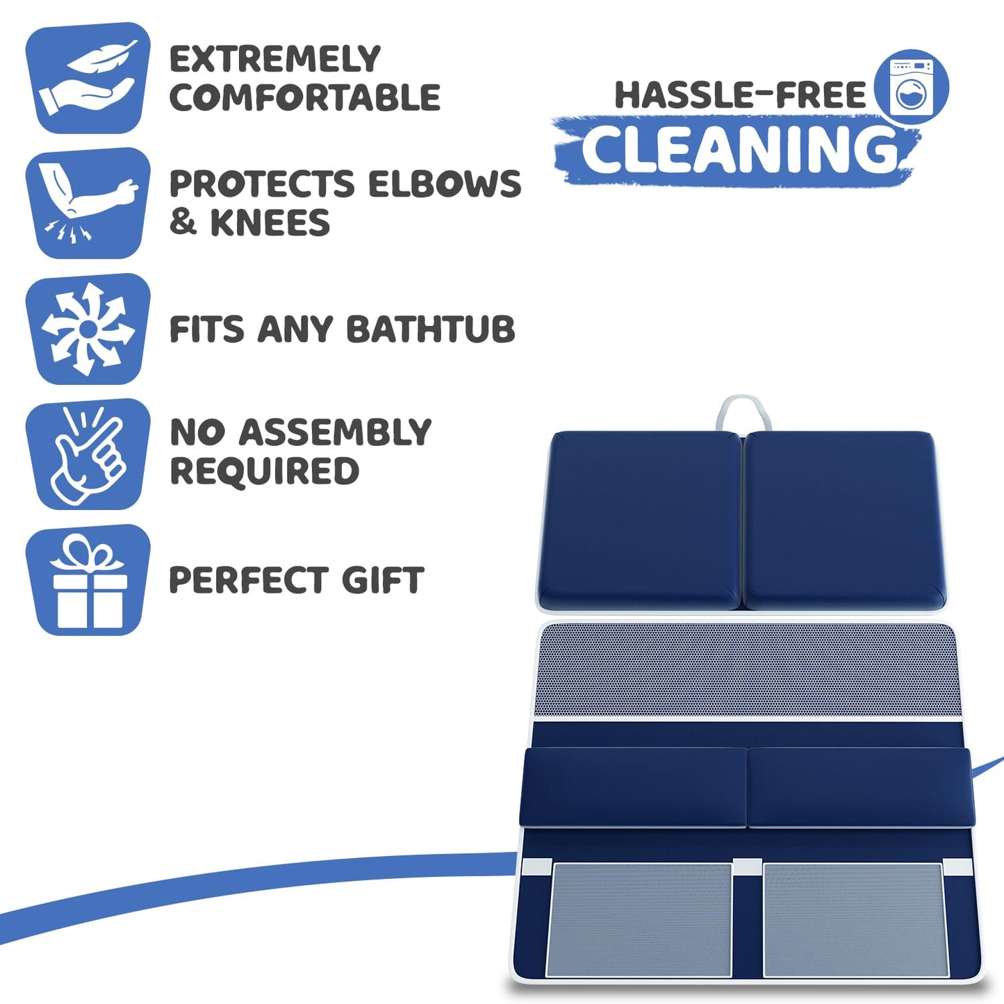 Sleepah Bath Kneeler and Elbow Kneeling Rest Pad Set for Baby Bathing – Waterproof Soft Memory Foam Mat Organizer Babies & Toddler Bathing Time Toys Sponge (Blue)