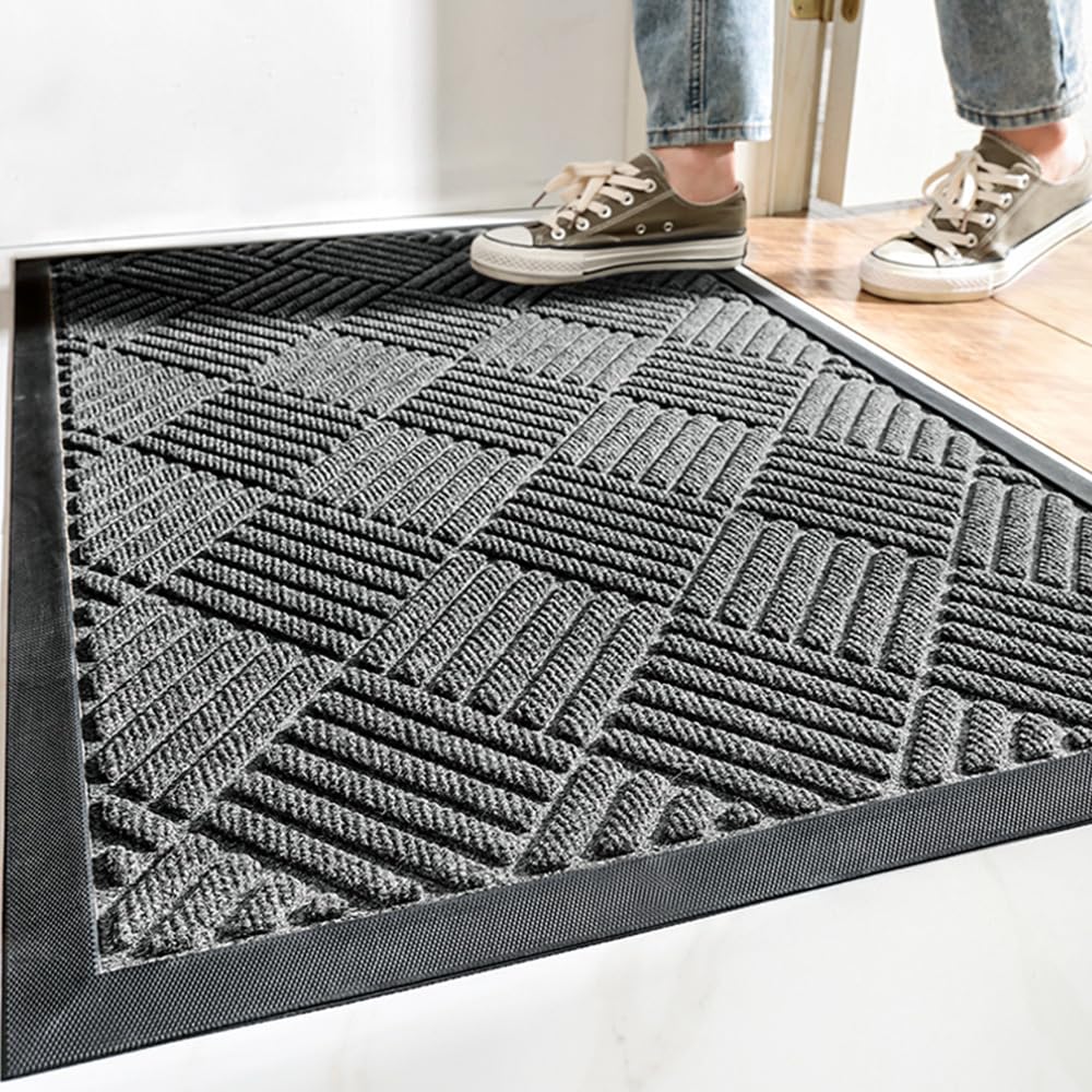 MATZEN Diamond Entrance Mats Indoor Outdoor, Front Door Mat Entryway Entrance Waterproof Outdoor Doormat, Heavy Duty Non Slip Durable Weatherproof Porch Deck Terrace Office Entrance Mat, 4x2, Blue