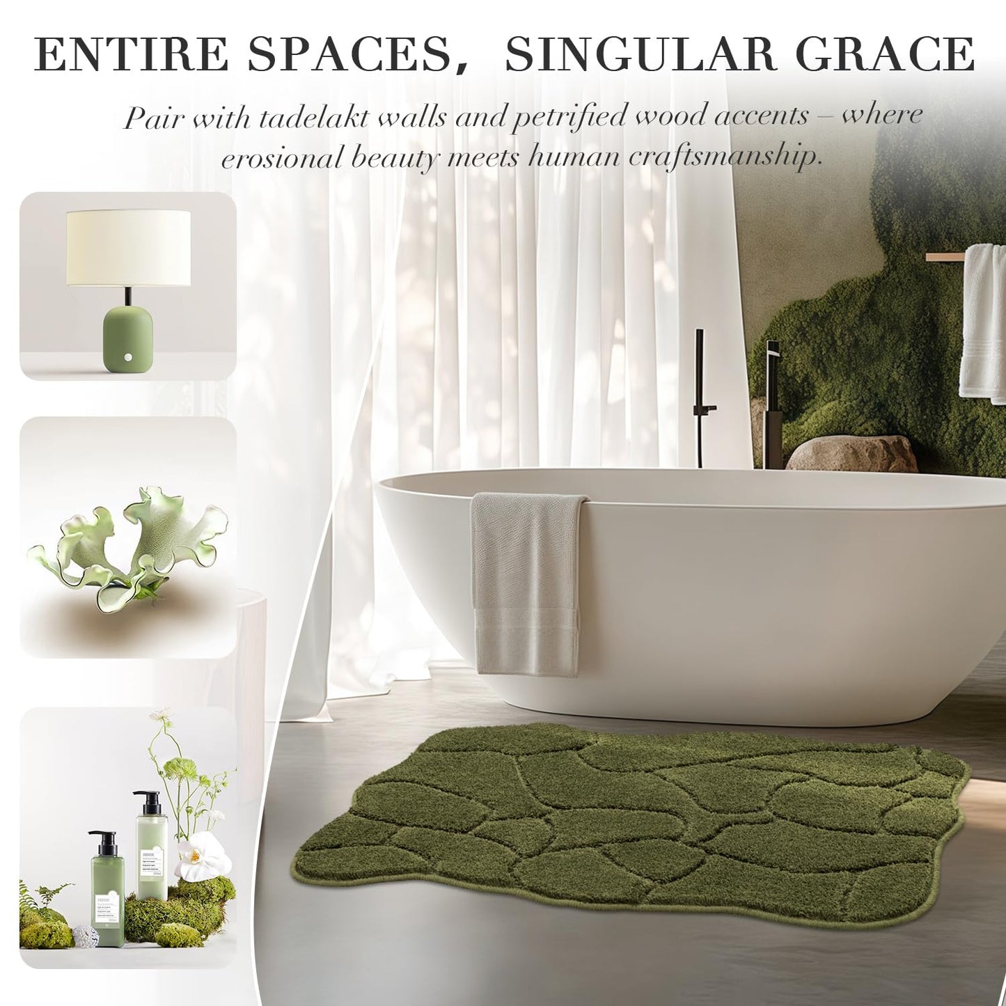 Bathroom Rugs, 32x20 Inches Bath Mats Non Slip, Extra Soft Absorbent Microfiber Shower Bath Rugs Mats Carpet for Bathroom Floor Decor, Machine Washable (Olive Green)