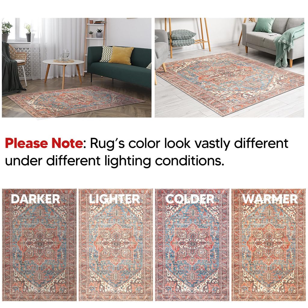 Keen Home Design 3x5 Rug - Machine Washable Entry Rug with Non-Slip Backing, Ideal for Enteryway, Kitchen, Bathroom, Laundry Room - Vintage, Easy Clean, Durable, Low Pile Rug - (3' x 5')