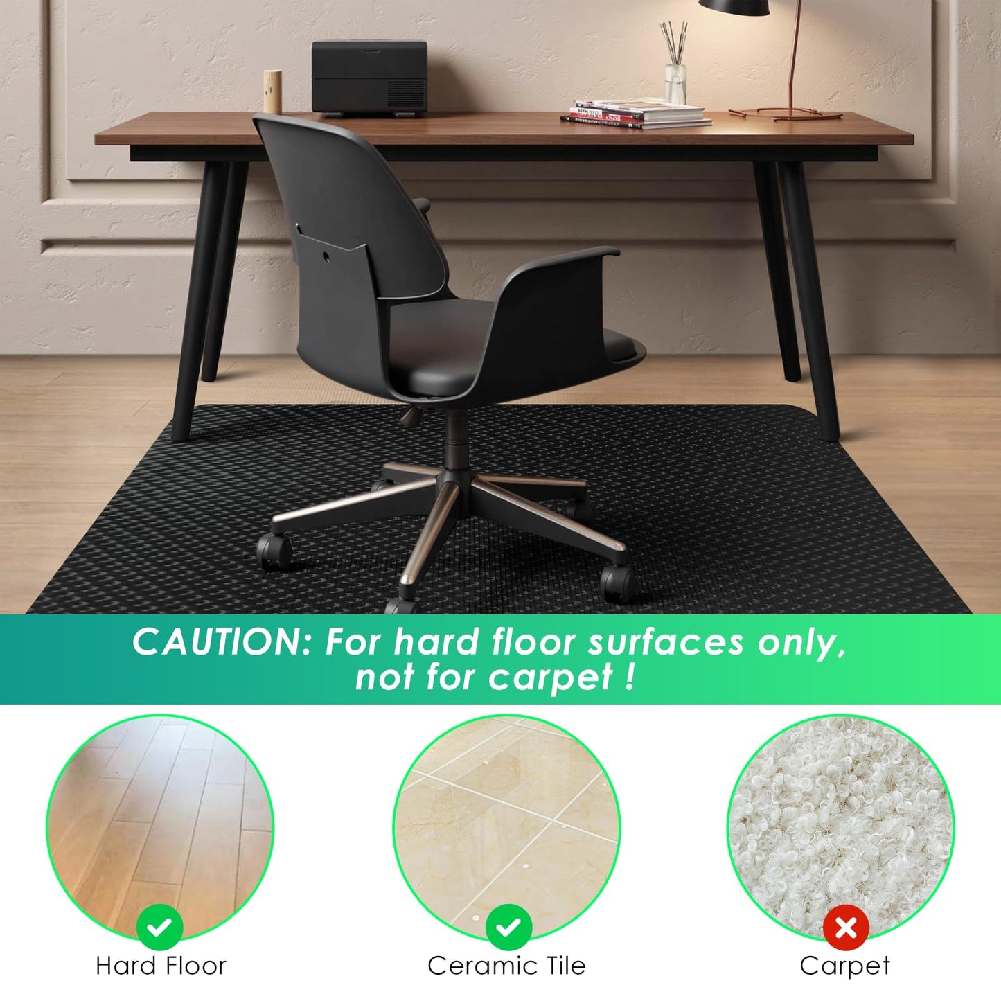 Vicwe Gaming Chair Mat for Hard Floor,51" x 63" Computer Chair Mat for Tile Floor,Anti-Slip Hard Floor Protector Rolling Chair for Office Home